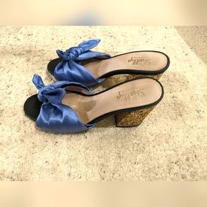 Glitter heel bow sandals